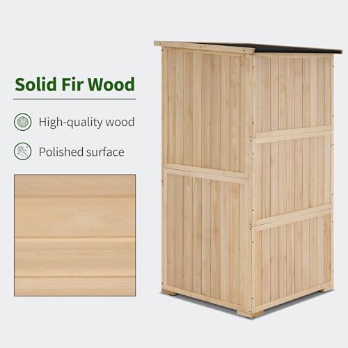 MCombo 30" Deep Wood Sheds & Outdoor Storage, Outside Garden Tool Cabinet Shed with Removable Shelf, Outdoor Storage Cabinet Shed Waterproof for - WoodArtSupply