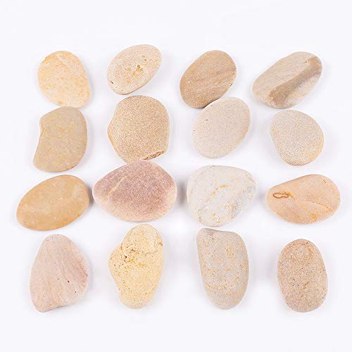 ROCKIMPACT 16 Painting Rocks Beige Color Oval Stones Natural River Rocks Smooth Surface for Painting Art Stone Kindness Rocks Art Stones Arts and - WoodArtSupply