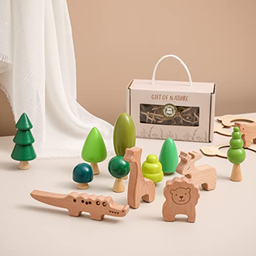 Youuys Wooden Craft Forest Trees Toys, 8 Pcs Finished Scene Mini Tree Kit Craft Set - Cake Topper - for Early Educational Preschool Classroom Project - WoodArtSupply