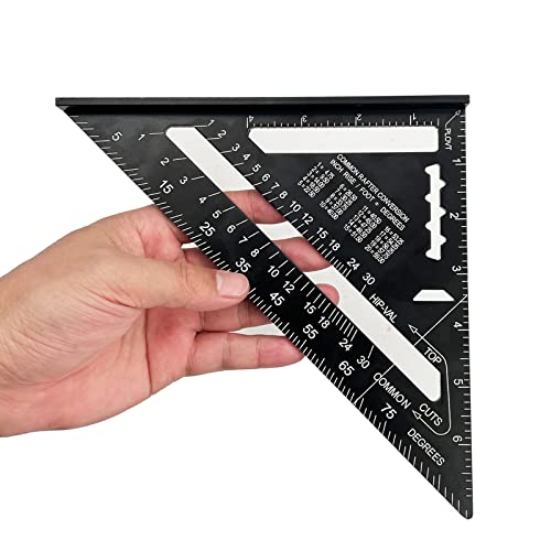 7 inch Rafter Square Aluminum Alloy Double Scale Triangle Ruler Angle Ruler Carpenter Triangle Square Rafter Tool Mensurement Tool for Woodworking LYHLYA