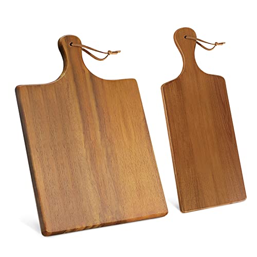 AIDEA Wood Cutting Board with Handle, Cheese Board Chartuterie Board，for Cutting and Serving 17"X11"bundle with 17"X6"(2 Pack) AIDEA