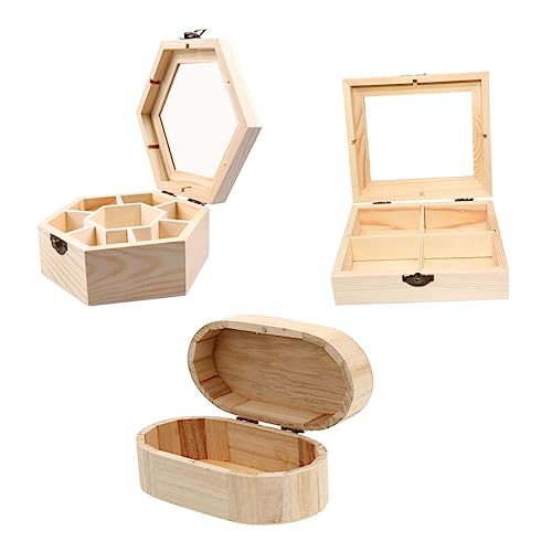 SEWOART 3pcs wooden box ear ringing jewelry for women ring organizer for jewelry necklace storage bag DIY portable jewelry organizer unfinished - WoodArtSupply