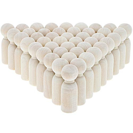 Wood Peg Dolls, Peg Doll Kit (1.77 in, 50-Pack) Bright Creations