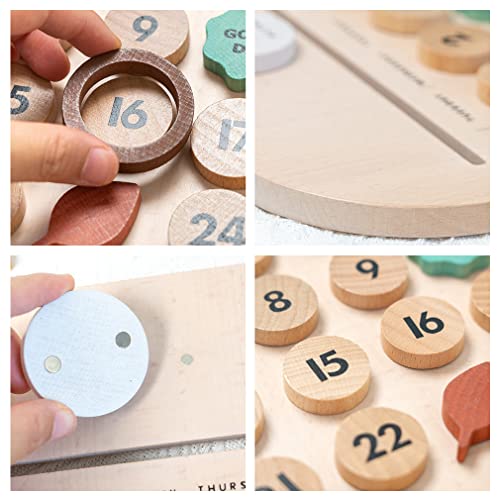 Wooden Calendar,Montessori Calendar for Kids to Learn Seasons, Toddler Preschool Calendar,Preschool Calendar for Kids Learning at Home and Classroom N.thr