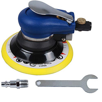 YELWAY 6" Air Palm Random Orbital Sander, Dual Action Pneumatic Polisher Speed Adjustable Grinding Sanding w/Pad - WoodArtSupply