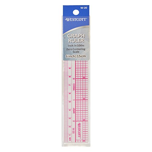 Westcott 6" 10ths Transparent Graph Ruler, Inches/Metric, Translucent Color (W-20) - WoodArtSupply