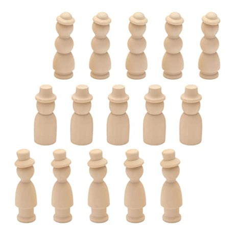 LIFKOME Children Toys 30Pcs Unfinished Wooden Peg Dolls, Wooden Figures to Paint Unfinished Wood Peg Dolls with Hats Wooden Figures Peg Dolls for DIY LIFKOME