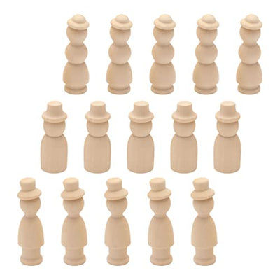 LIFKOME Children Toys 30Pcs Unfinished Wooden Peg Dolls, Wooden Figures to Paint Unfinished Wood Peg Dolls with Hats Wooden Figures Peg Dolls for DIY