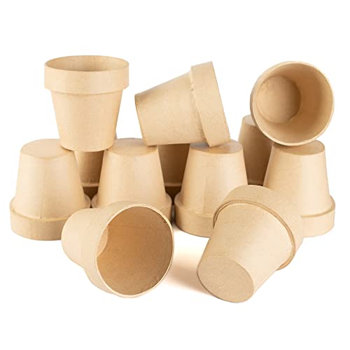 Paper Mache Flower Pots by Factory Direct Craft - (12 Natural Kraft) Unfinished Natural Papier Mache DIY Flowerpots Ready to Decorate, Decoupage, - WoodArtSupply