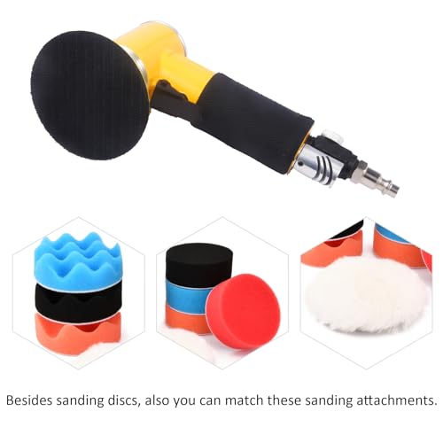 ZHONG AN 2"3" Mini Air Sander Pneumatic Random Orbital Sander, High Speed Pneumatic Palm Sander Air Polisher for Auto Body Work, Woodworking Yellow ZHONG AN