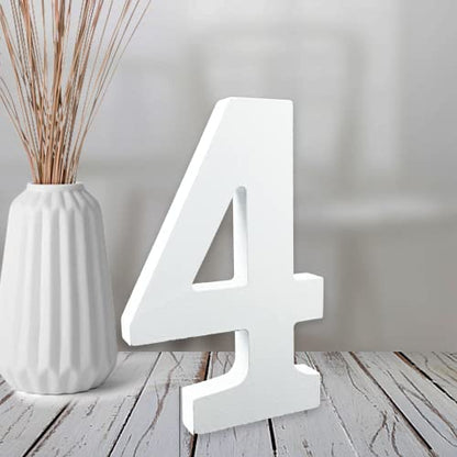 AOCEAN 4 Inch White Wood Numbers Unfinished Wood Numbers for Wall Decor Decorative Standing Numbers Slices Sign Board Decoration for Craft Home Party - WoodArtSupply