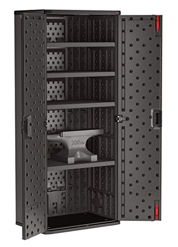 Suncast Commercial 19 Cubic Ft. Heavy-Duty Resin Cabinet with 4 Shelves, Black - WoodArtSupply