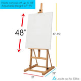 MEEDEN Art Painting Easel - Solid Beechwood H-Frame Studio Easel Stand, Artist Adjustable Floor Easel for Painting Adults, Beginner & Artists, MEEDEN