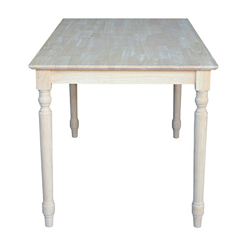 International Concepts Table Top Solid with Wood Standard Height Turned Legs, 30 by 48-Inch, Unfinished