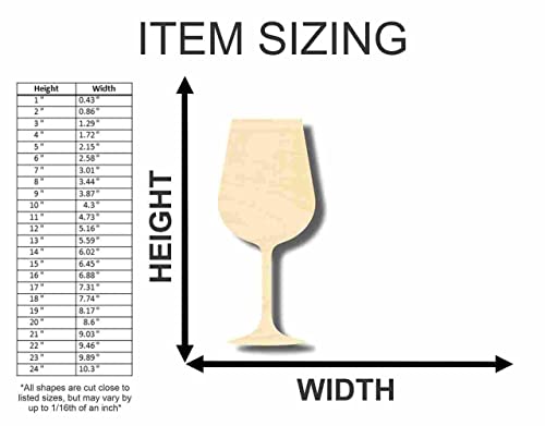 Unfinished Wood Wine Glass Shape - Craft - up to 24" DIY 6" / 1/4" - WoodArtSupply