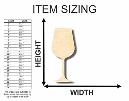 Unfinished Wood Wine Glass Shape - Craft - up to 24" DIY 6" / 1/4" - WoodArtSupply