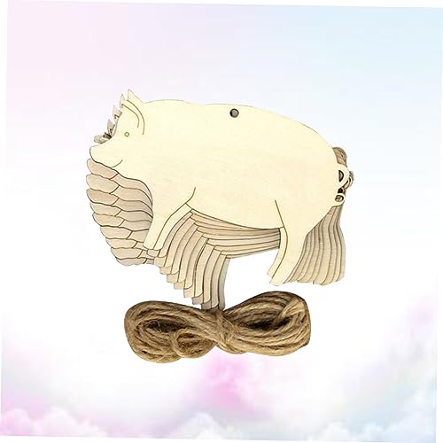 Gadpiparty 20 Pcs Animal Label Tags Blank Pigs Chips Pig Shape Wood Tags Wood Label Tags Gift Label Unfinished Wood Pigs Wood Blanks DIY Pigs Wood Gadpiparty