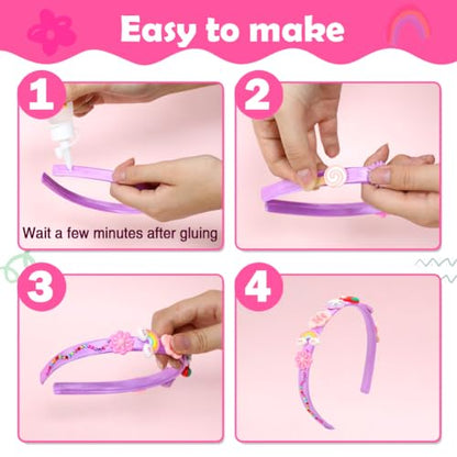 Headband Making Kit for Girls Arts and Crafts for Kids Ages 4-6 6-8 8-12 Make Your Own 12 Fashion Headbands DIY Hair Accessories Set Toys for 4 5 6 7 - WoodArtSupply