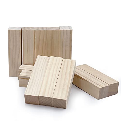 4 Inch Wood for Carving, 12 PCS Unfinished Wood Craft Cubes, Rectangular Wooden Blocks for DIY Carving, Crafting and Whittling for Adults Beginner WURONXIN