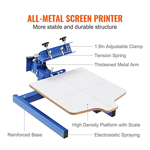 VEVOR Screen Printer 1 Color 1 Station Silk Screen Printing Kit 55x45cm T-Shirt Screen Printing Machine Screenprint Press (1 Color 1 Station) VEVOR