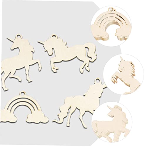 IMIKEYA 1 Set Unicorn Chips Unfinished Wood Slices Homemade Ornaments DIY Guitar Wood Shapes Wooden Rainbow Cutouts Rustic Wooden Embellishments IMIKEYA