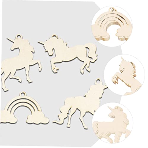 IMIKEYA 1 Set Unicorn Chips Unfinished Wood Slices Homemade Ornaments DIY Guitar Wood Shapes Wooden Rainbow Cutouts Rustic Wooden Embellishments - WoodArtSupply