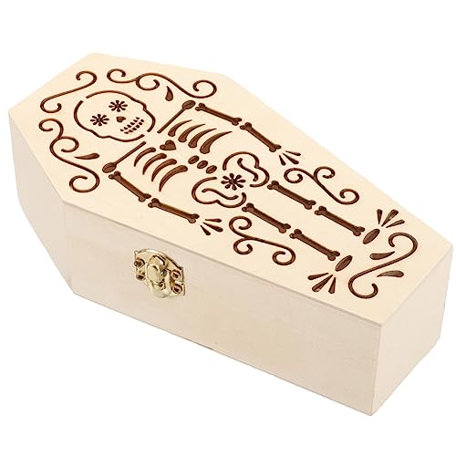 Unomor Unfinished Wood Coffin Household Pet Ashes Urn Wooden Craft Bone Ashes Box Commemorate Mini Pet Coffin Personalized Cremation Urns for Ashes Unomor