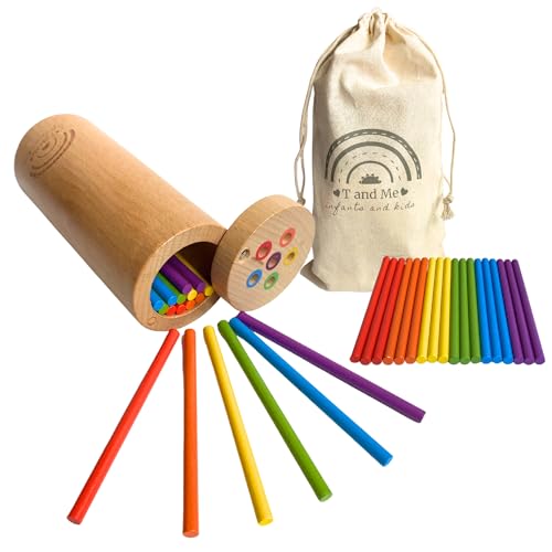 Sticks for Kids Plus, Montessori Toddler Toys, Toys for 1-3 Year Old, 1 Year Old Gift, Wooden Toddler Toys, Toddlers Stay Busy, Sensory Toys, T and Me infant and kids