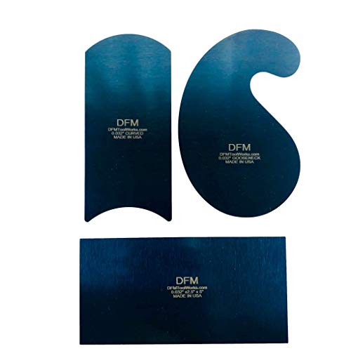 DFM Tool Works Premium Made In The USA Blue Curved Cabinet Card Scrapers - Woodworking Tools for Precision Woodworking and Fine Finishes, Ideal Wood - WoodArtSupply