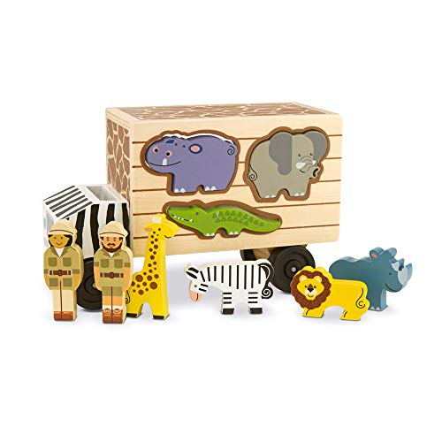 Melissa & Doug Animal Rescue Shape-Sorting Truck - Wooden Toy With 7 Animals and 2 Play Figures -Vehicle Toys For Toddlers Melissa & Doug