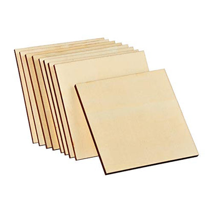 [Upgraded] Artificer Wood Squares, 4x4 Inch 26 Pack 1/4" Thick Unfinished Wooden Boards for Scrabble Tiles Blank Plywood Sheets Cutouts Small