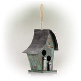 Alpine Corporation YEN134HH-TUR Wooden Birdhouse Outdoor Decor for Garden, Patio, Deck, Porch, 8"L x 6"W x 12"H with Rope: 21”H, Turquoise Alpine Corporation