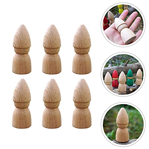 ULTNICE Dolls Peg People 6pcs Unfinished Wooden Figures Wooden Gnome Peg Doll Unpainted Wooden Dolls Crafts Desktop Ornaments Toys for Kids DIY ULTNICE