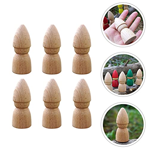 ULTNICE Dolls Peg People 6pcs Unfinished Wooden Figures Wooden Gnome Peg Doll Unpainted Wooden Dolls Crafts Desktop Ornaments Toys for Kids DIY - WoodArtSupply