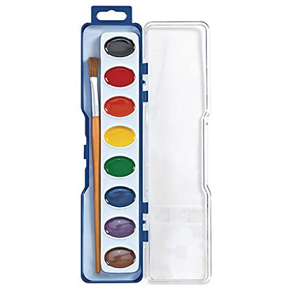 Colorations Best Value Watercolor Paint Set - 8 Vibrant Colors in Plastic Case with Brush, 1 Count (Pack of 1) - WoodArtSupply