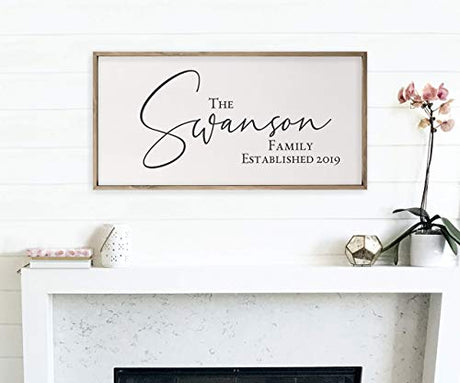 Personalized Framed Wooden Family Name Sign | Custom Family Established Wood Sign | Family Sign Wood Wall Decor… (9" x 18") MRC Wood Products