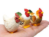 Selsela Brown Hen Miniature Wood Chicken Bird Art Statue Mini Carved Ornament Figurine Small Farm Animals Collectible Selsela