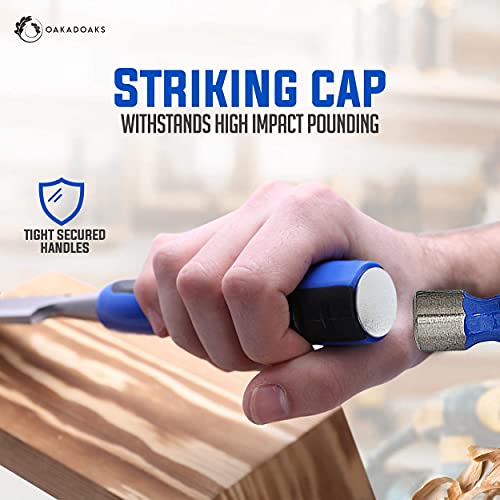 Chisel Set Woodworking Tools & Wood Carving Tools – Sharp, Chrome Vanadium Steel Wood Chisel Sets w/Beveled Edges – Durable PP & TPR Handle + Metal Oakadoaks