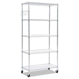 Alera SW653618SR 36 in. x 18 in. x 72 in. Five-Shelf Wire Shelving Kit with Casters and Shelf Liners - Silver Alera