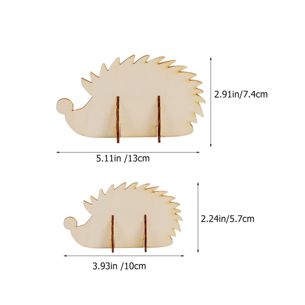 ABOOFAN Hedgehog Wooden Cutouts Unfinished Wood Slices Pieces Blank Hedgehog Animals Wooden Painting Crafts Embellishments Art Crafts Supplies