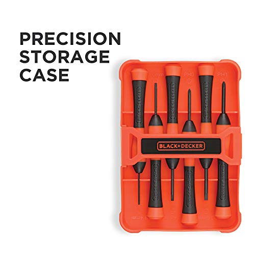 BLACK+DECKER Magnetic Screwdriver Set, Phillips, Flat Head, and Precision Screwdrivers, 12-Piece (BDHT65002) - WoodArtSupply