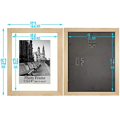meetart Picture Frames 11x14 inch Pack of 3 Piece in Plastic Glass MDF Shallow wooden-grain Color Frame, Display Pictures 11x14 8x10, Wall Hanger meetart