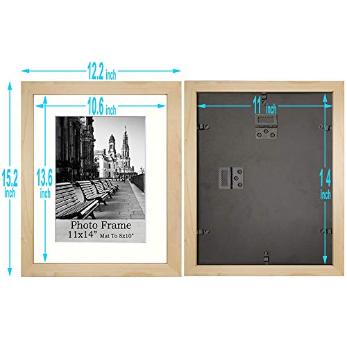 meetart Picture Frames 11x14 inch Pack of 3 Piece in Plastic Glass MDF Shallow wooden-grain Color Frame, Display Pictures 11x14 8x10, Wall Hanger