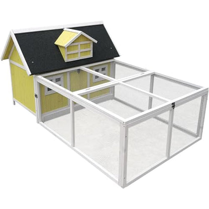 Hanover Outdoor Wooden Chicken Coop with Ramp, Large Wire Mesh Chicken Run, Waterproof Roof, Easy to Clean Removable Tray, Weather Resistant and - WoodArtSupply