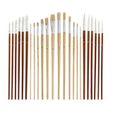 U.S. Art Supply 24-Piece Oil & Acrylic Artist Paint Brush Set with Long Handles, Canvas Brush Organizer Holder Roll-Up - Round, Flat Tips, Use for U.S. Art Supply