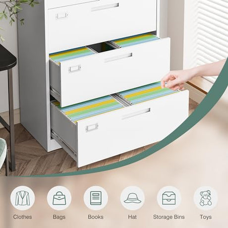 Letaya 3 Drawer File Cabinets with Lock,Metal Lateral Filing Cabinets for Home Office Organization Hanging Storage Letter/Legal/F4/A4(Assembly Letaya