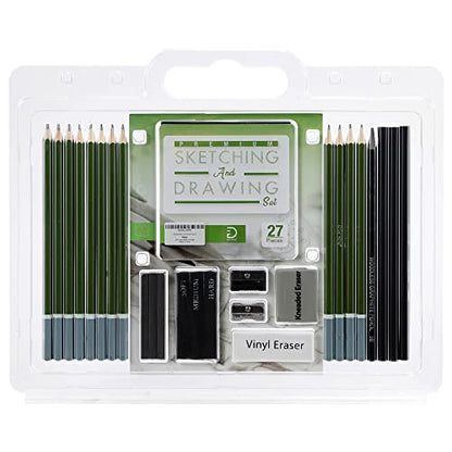 Drawing Pencils Set - Drawing Supplies Kit with Sketch Pencils for drawing (Graphite Art Pencils), Charcoal Pencils, Kneaded Eraser, Pencil sharpener - WoodArtSupply