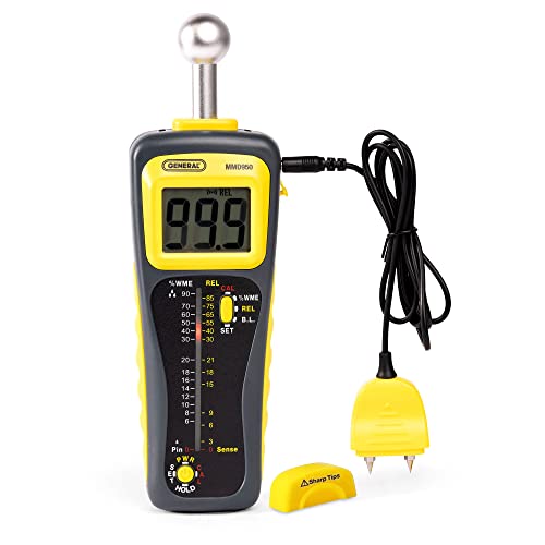 General Tools Moisture Meter MMD950 - Humidity Sensor - Pin Type / Pinless Device - Spherical Sensor