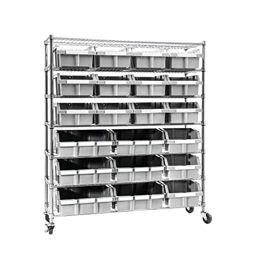 Seville Classics Heavy Duty NSF Bin Rack Solid Steel Wire Shelving Storage Unit, Patented Organizer for Garage, Warehouse, Office, Restaurant, - WoodArtSupply