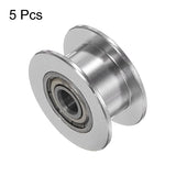HARFINGTON 5pcs 2GT Idler Pulley 4mm Bore 18mm Dia. Aluminum Timing Belt Toothless for 6mm Width Belt 3D Printer CNC Machine Accessories, Silver Tone HARFINGTON